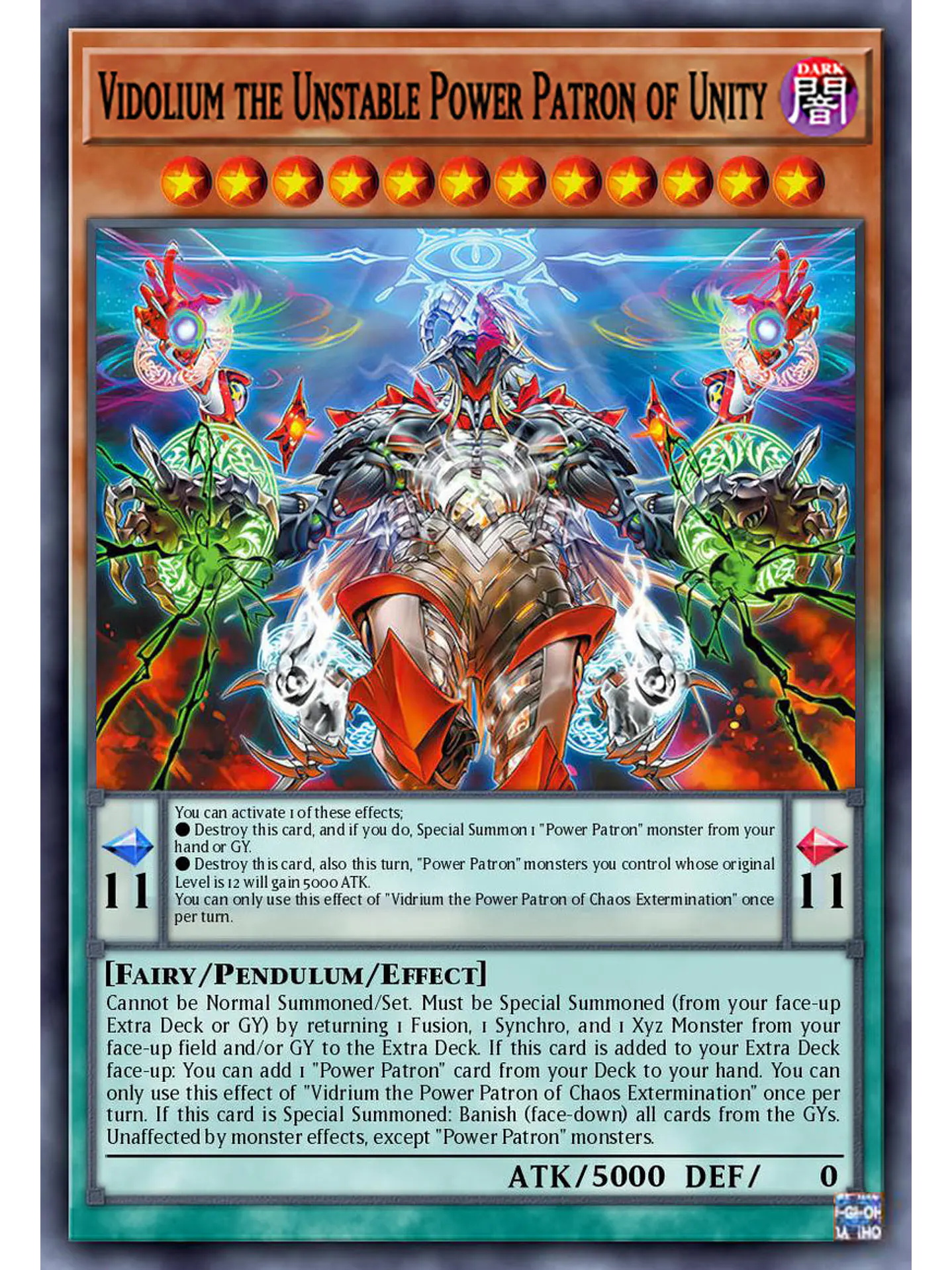 Vidolium the Unstable Power Patron of Unity - BLZD-EN010 - Super Rare 1st Edition 1