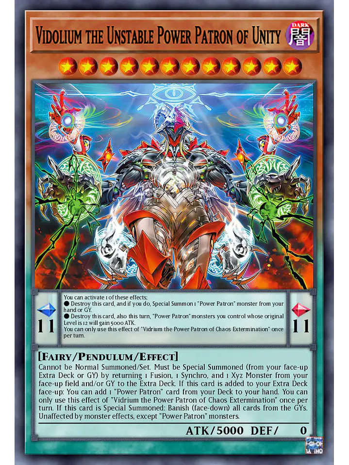 Vidolium the Unstable Power Patron of Unity - BLZD-EN010 - Super Rare 1st Edition 1