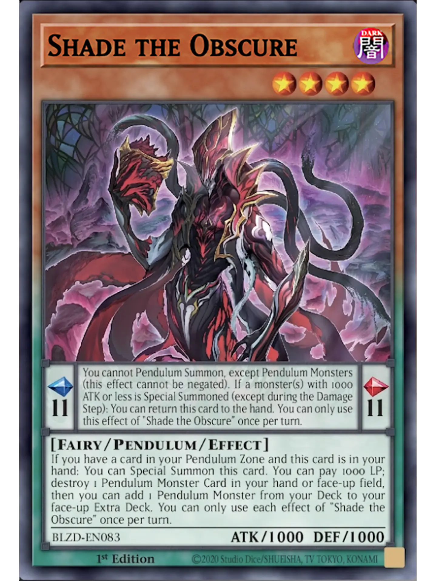 Shade the Obscure - BLZD-EN083 - Starlight Rare 1st Edition 1