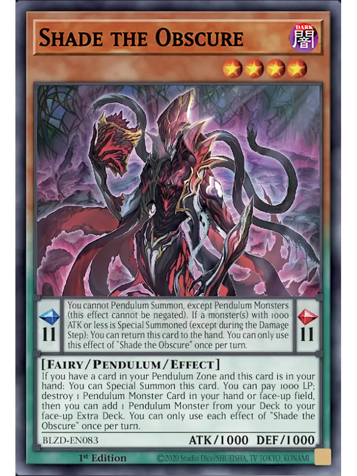 Shade the Obscure - BLZD-EN083 - Secret Rare 1st Edition 1