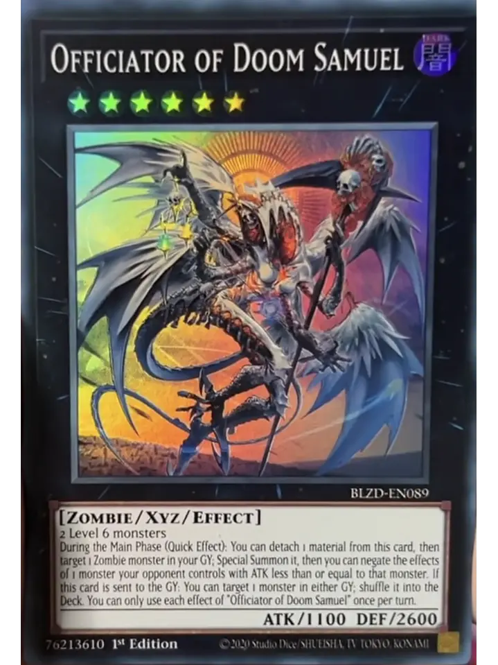 Officiator of Doom Samuel - BLZD-EN089 - Super Rare 1st Edition 1