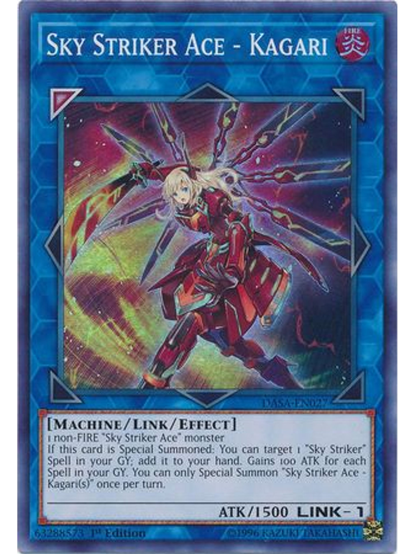 Sky Striker Ace - Kagari - DASA-EN027 - Super Rare 1st Edition 1