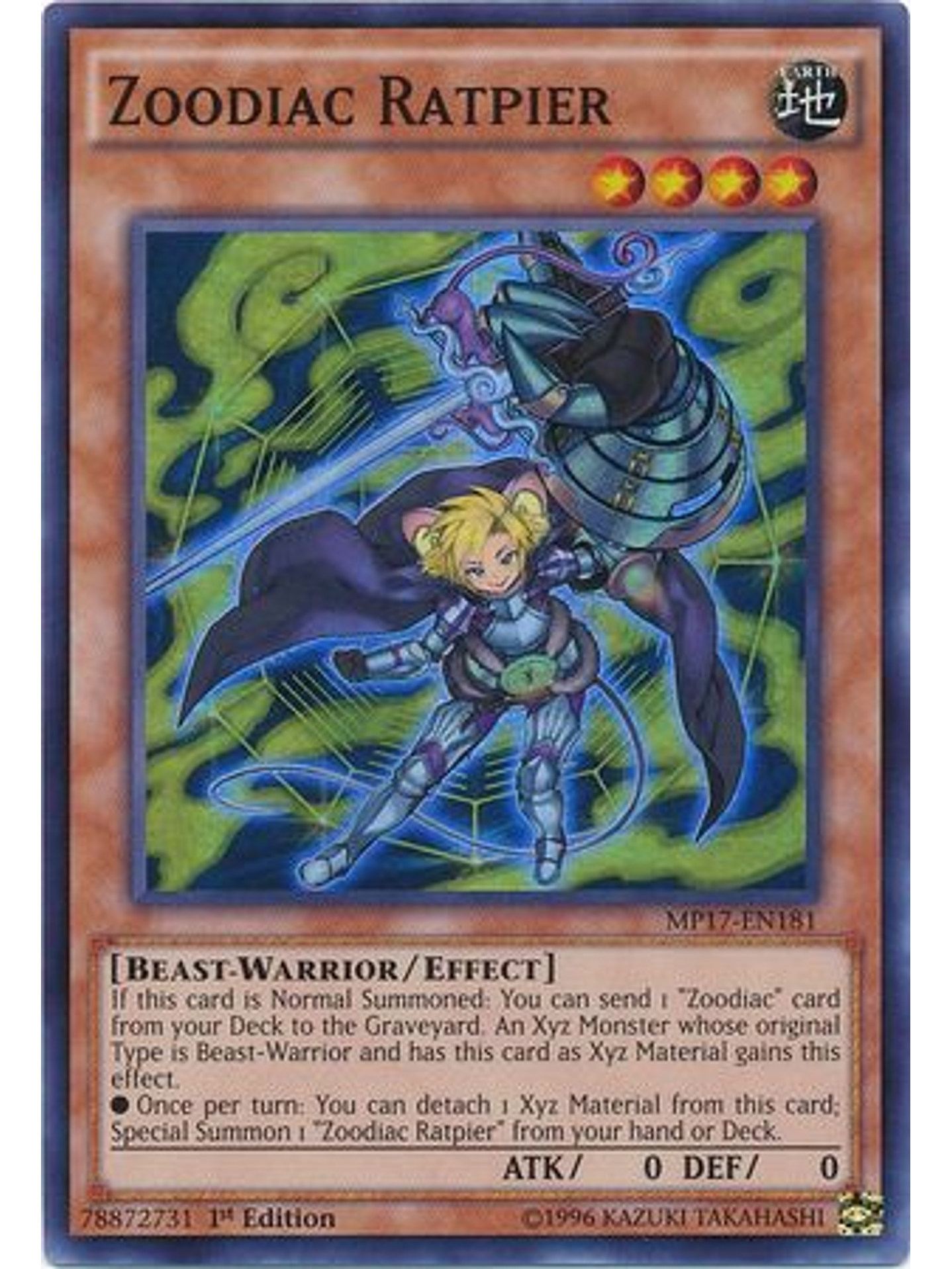 Zoodiac Ratpier - MP17-EN181 - Super Rare 1st Edition 1