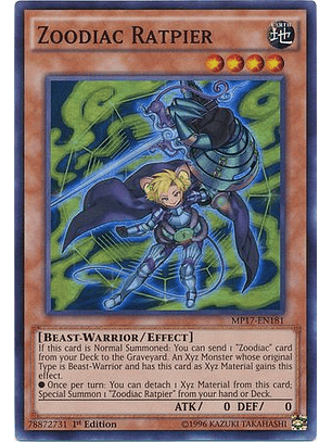 Zoodiac Ratpier - MP17-EN181 - Super Rare 1st Edition