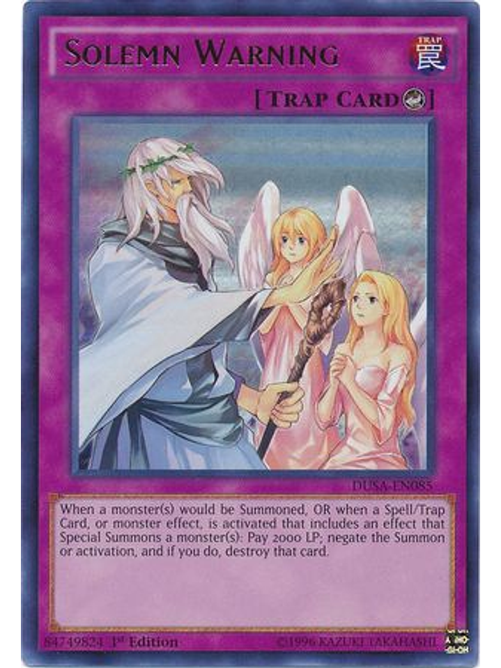 Solemn Warning - DUSA-EN085 - Ultra Rare 1st Edition 1