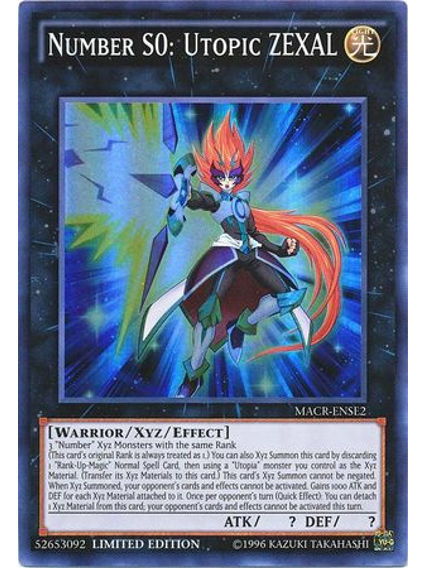 Number S0: Utopic ZEXAL - MACR-ENSE2 - Super Rare Limited Edition 1
