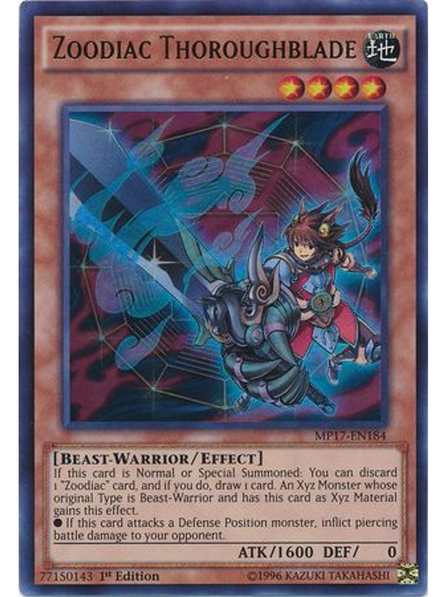 Zoodiac Thoroughblade - MP17-EN184 - Ultra Rare 1st Edition 1