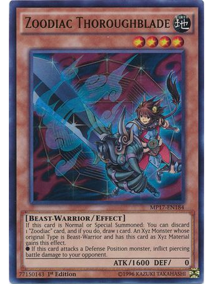 Zoodiac Thoroughblade - MP17-EN184 - Ultra Rare 1st Edition 1