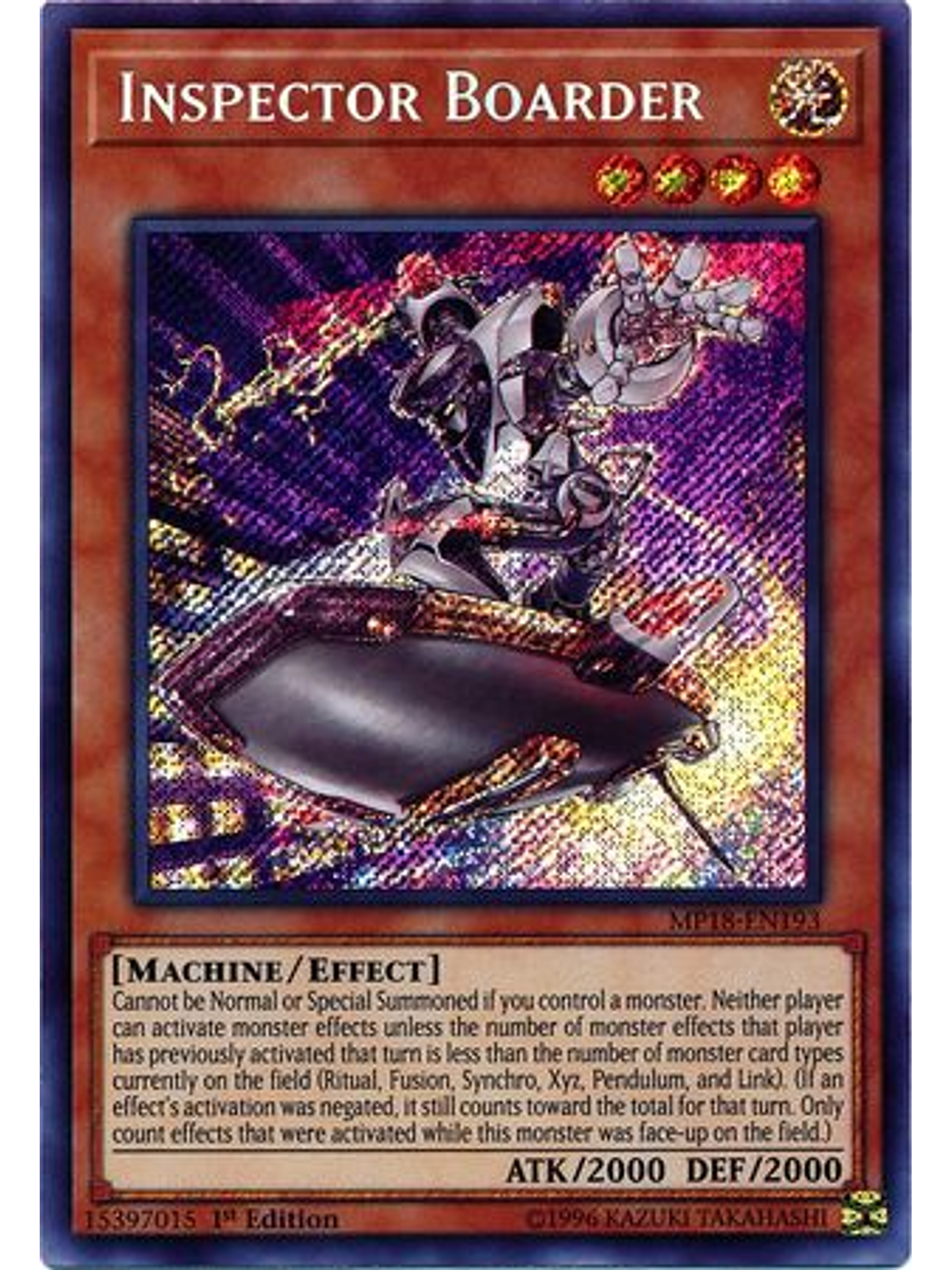 Inspector Boarder - MP18-EN193 - Secret Rare 1st Edition 1