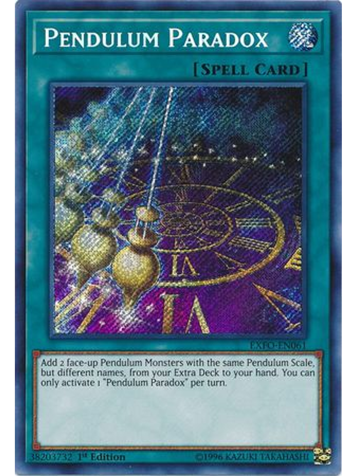 Pendulum Paradox - EXFO-EN061 - Secret Rare 1st Edition 1