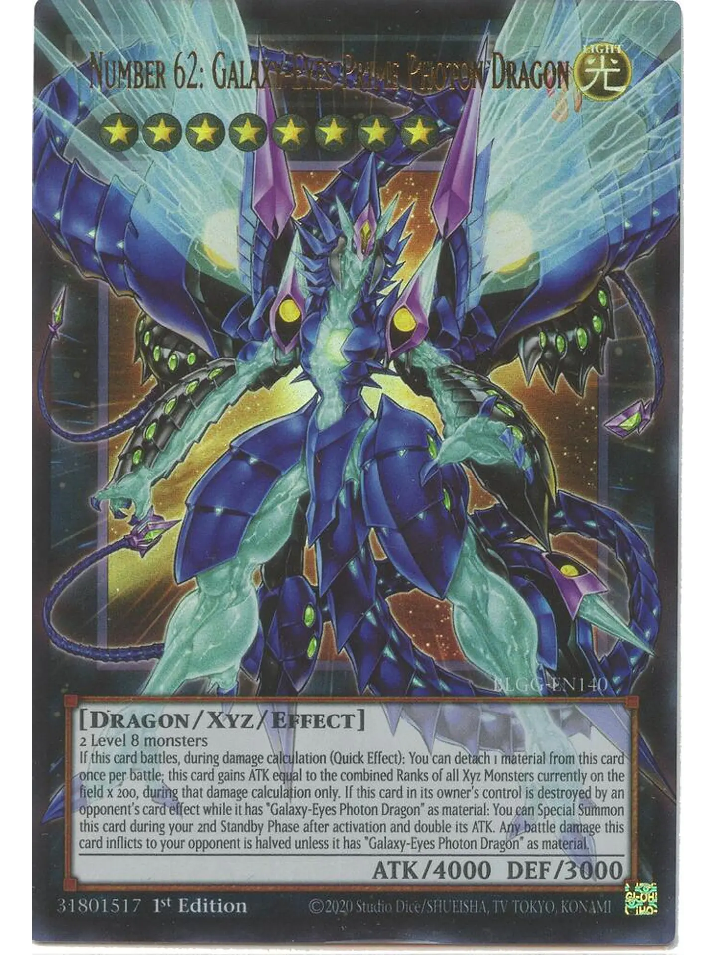 Number 62: Galaxy-Eyes Prime Photon Dragon (extended art) - BLGG-EN140 - Ultra Rare 1st Edition 1