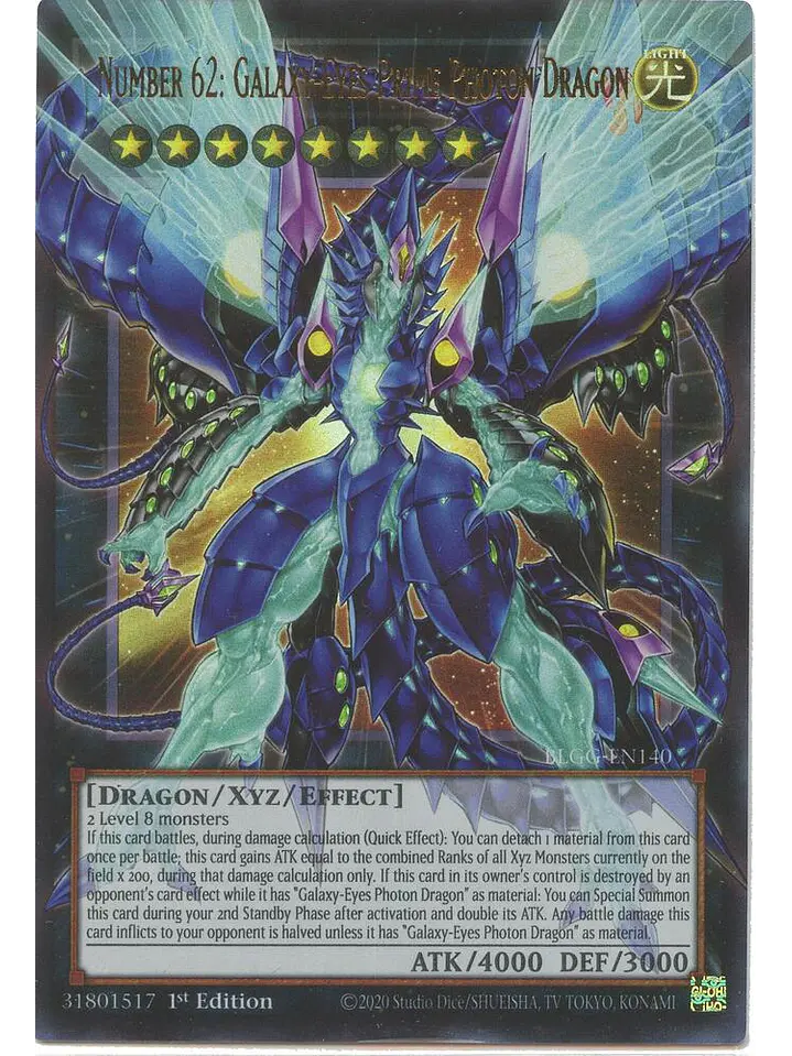 Number 62: Galaxy-Eyes Prime Photon Dragon (extended art) - BLGG-EN140 - Ultra Rare 1st Edition 1