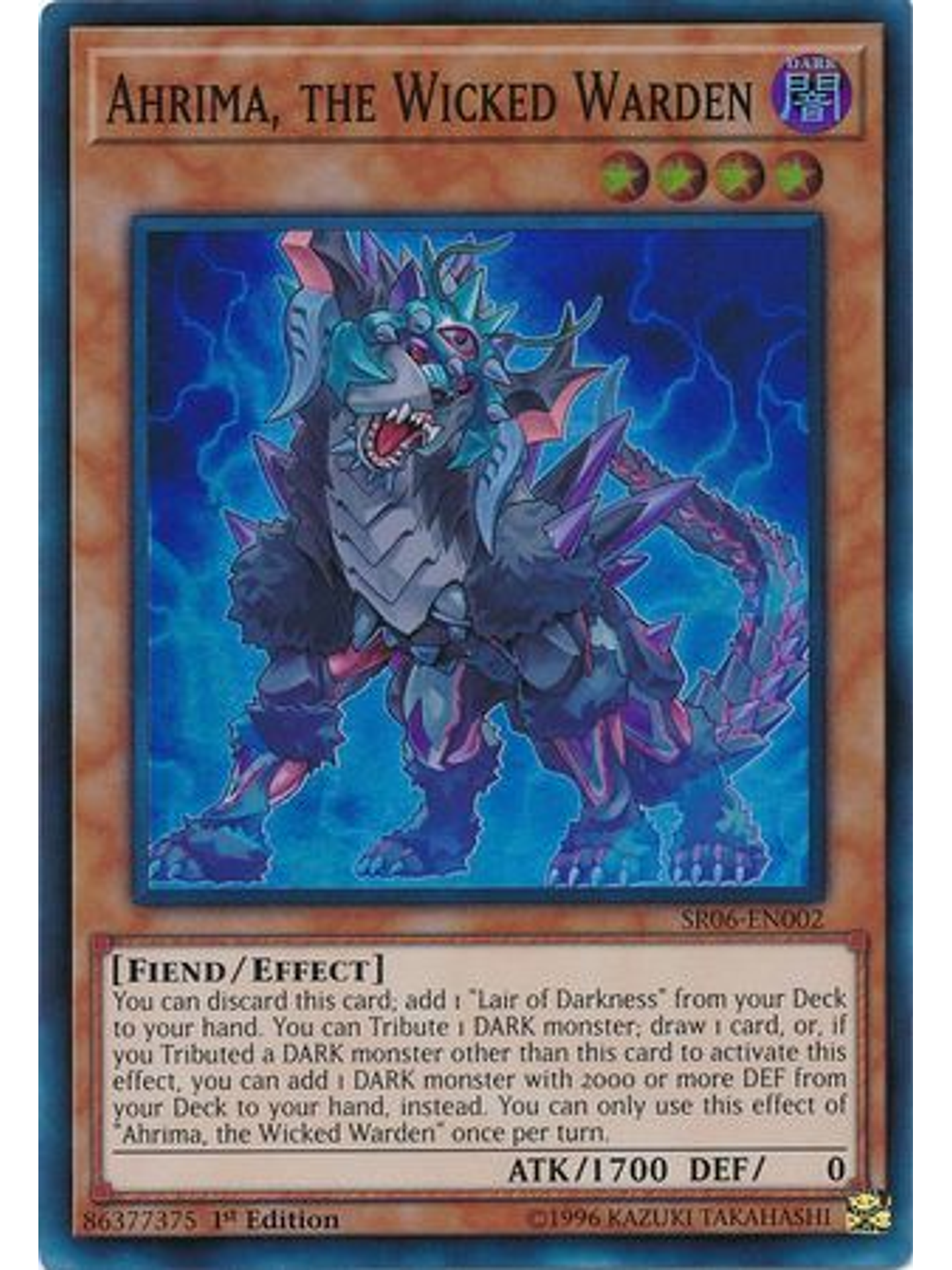 Ahrima, the Wicked Warden - SR06-EN002 - Super Rare 1st Edition 1