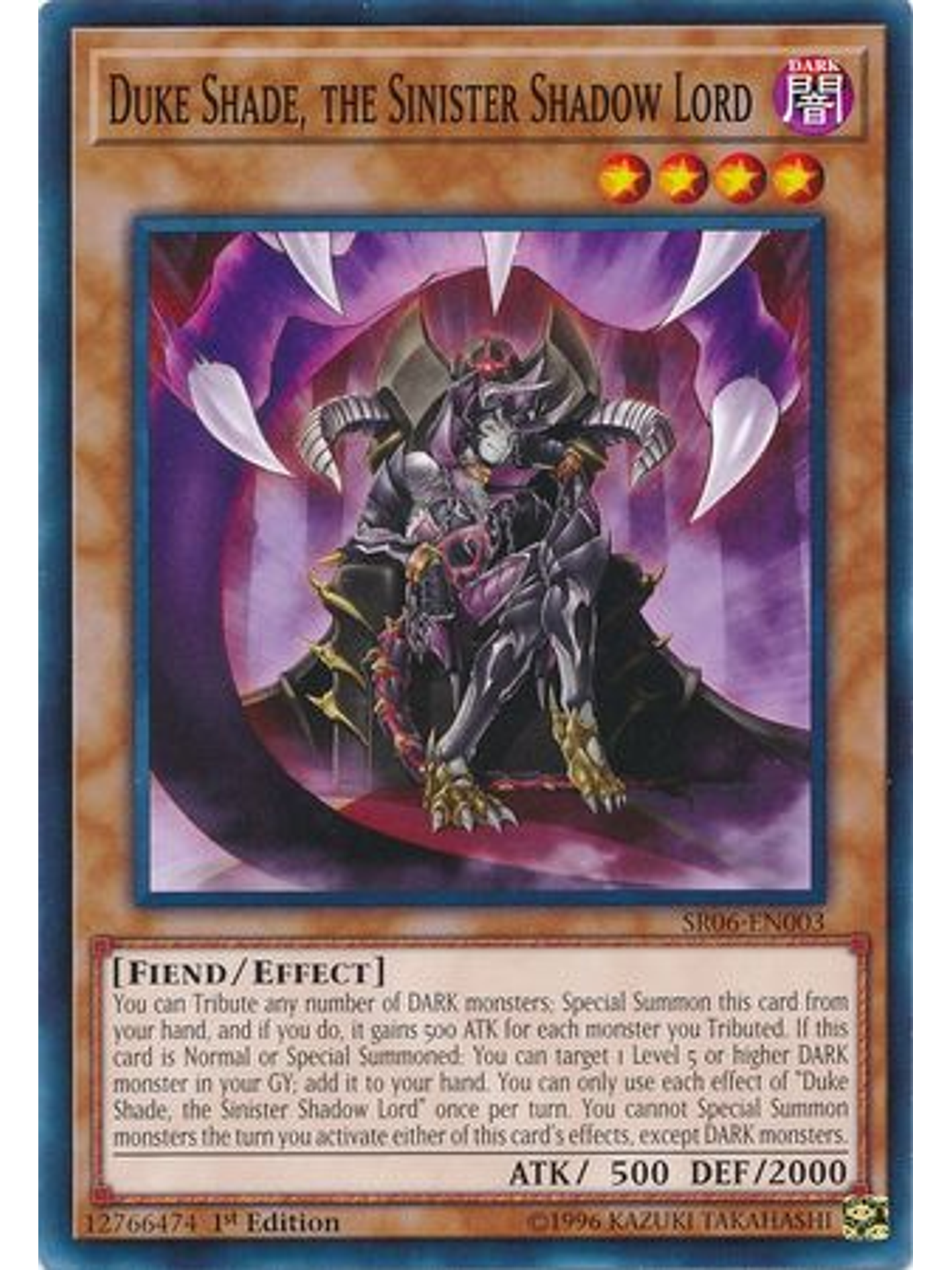 Duke Shade, the Sinister Shadow Lord - SR06-EN003 - Common 1st Edition 1