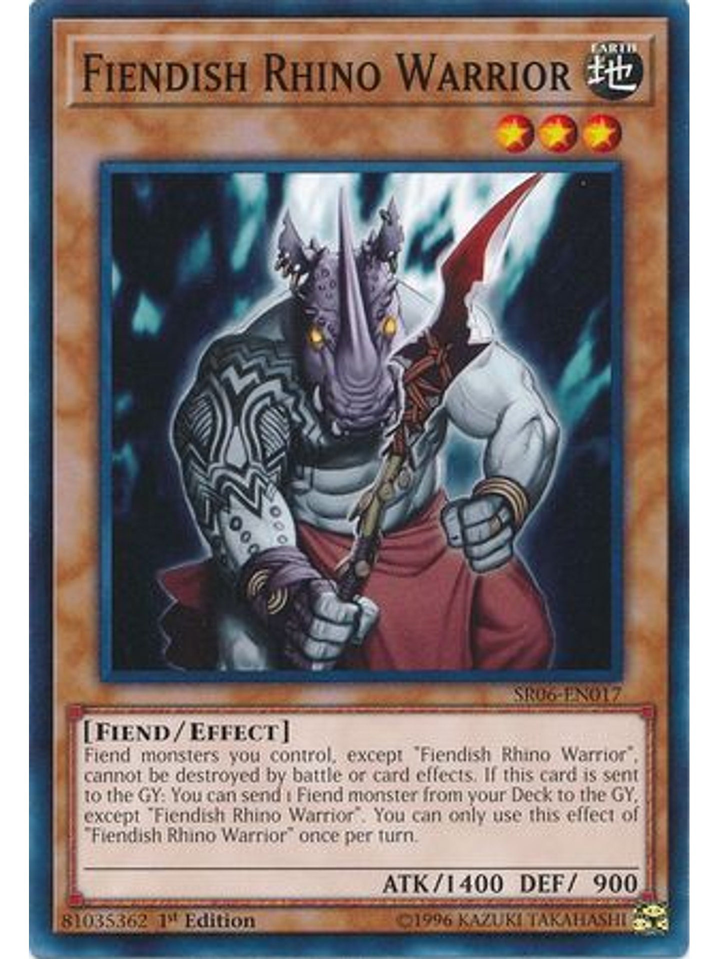 Fiendish Rhino Warrior - SR06-EN017 - Common 1st Edition 1