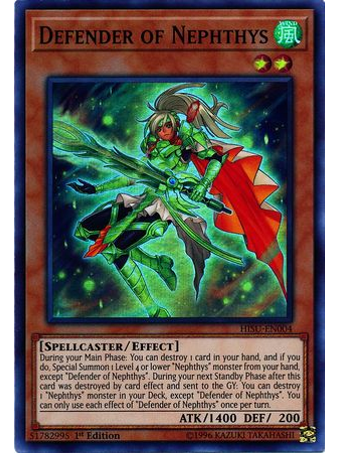 Defender of Nephthys - HISU-EN004 - Super Rare 1st Edition 1