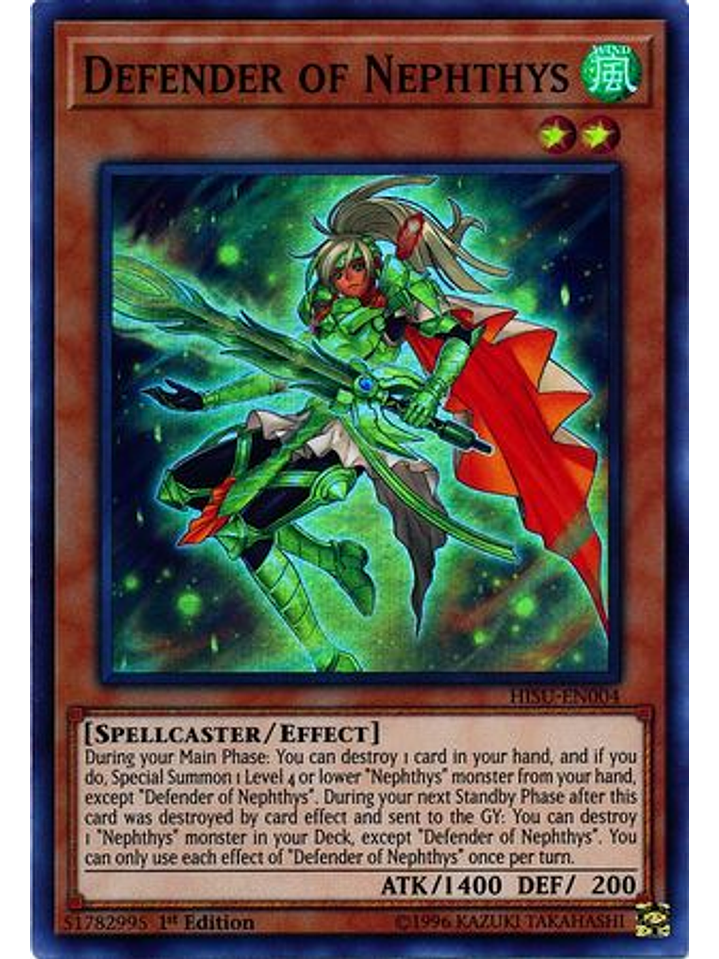Defender of Nephthys - HISU-EN004 - Super Rare 1st Edition 1