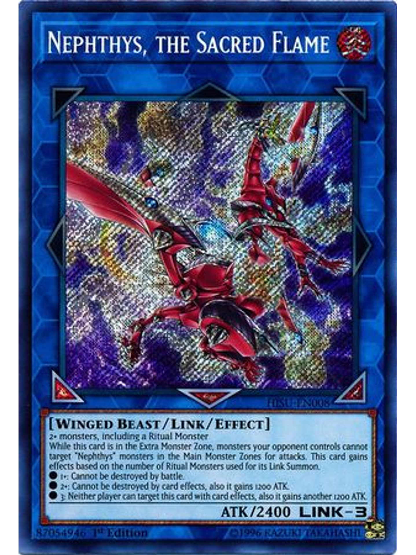 Nephthys, the Sacred Flame - HISU-EN008 - Secret Rare 1st Edition 1