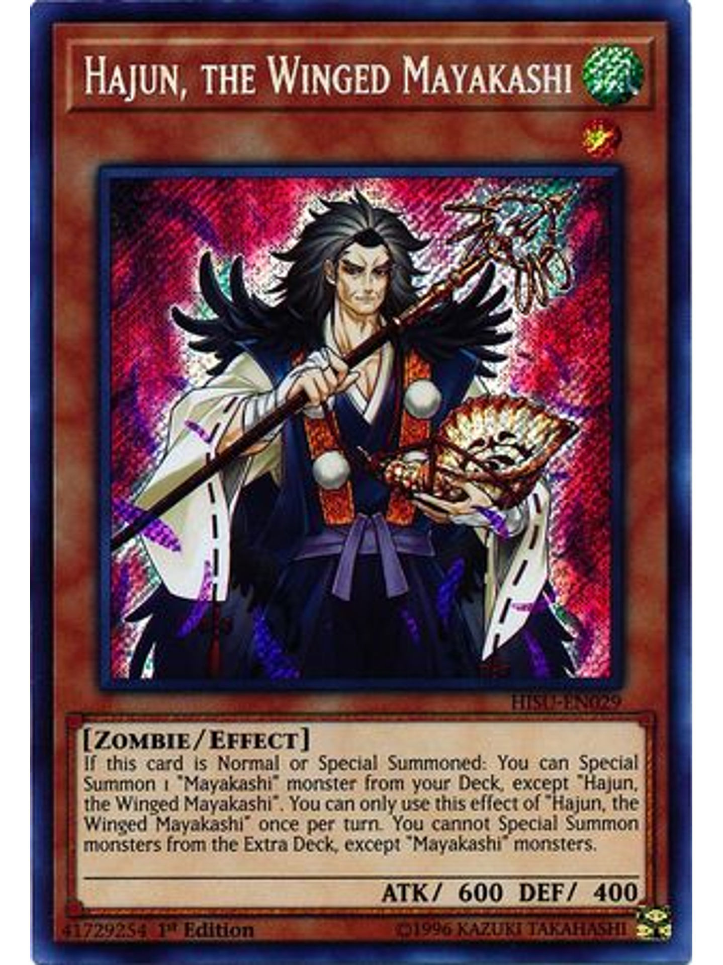 Hajun, the Winged Mayakashi - HISU-EN029 - Secret Rare 1st Edition 1