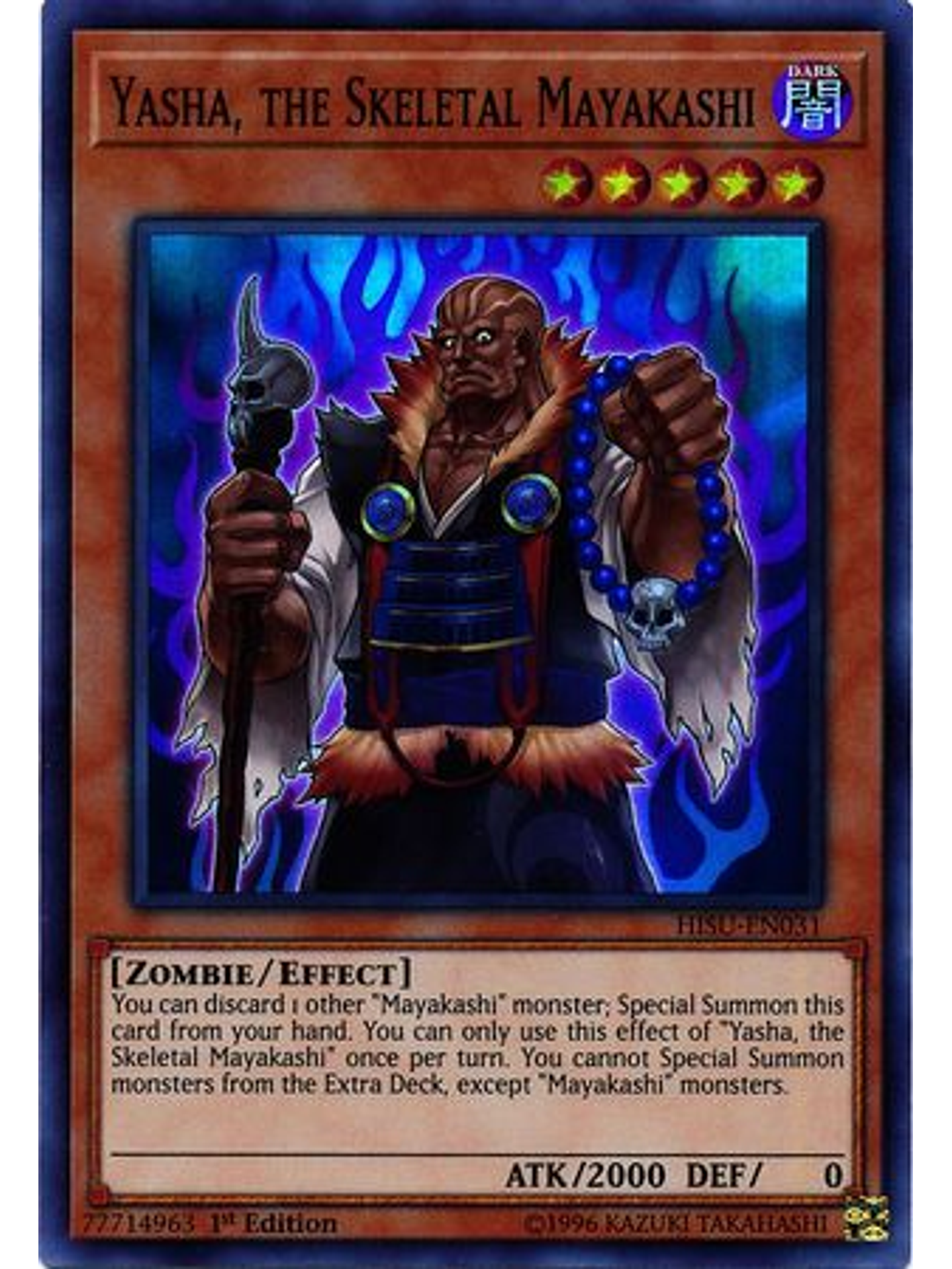 Yasha, the Skeletal Mayakashi - HISU-EN031 - Super Rare 1st Edition 1