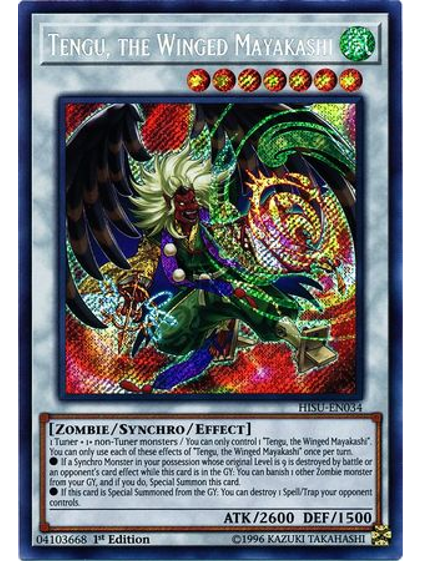 Tengu, the Winged Mayakashi - HISU-EN034 - Secret Rare 1st Edition 1