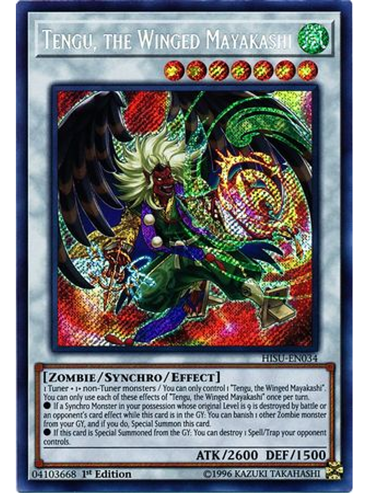 Tengu, the Winged Mayakashi - HISU-EN034 - Secret Rare 1st Edition 1