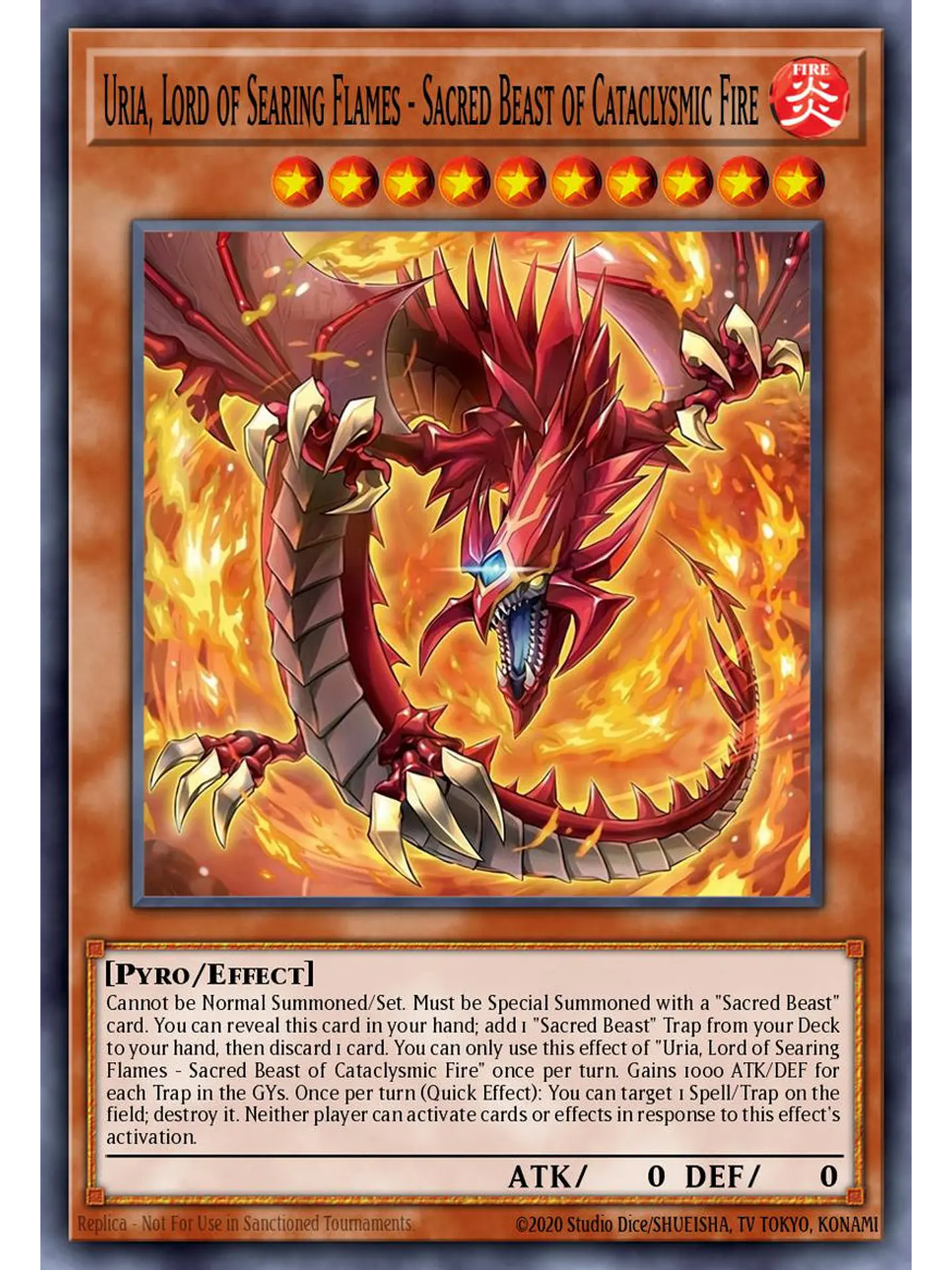 Inferno of the Sacred Beasts - Uria, Lord of Searing Flames - CORI-EN005 - Starlight Rare 1st Edition 1
