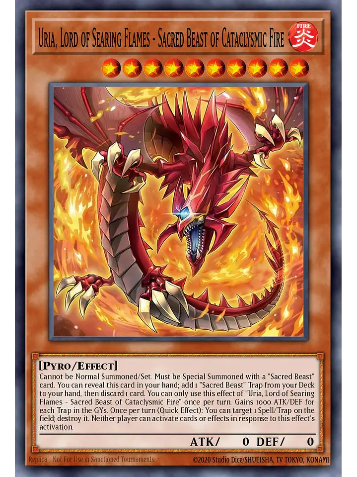 Inferno of the Sacred Beasts - Uria, Lord of Searing Flames - CORI-EN005 - Starlight Rare 1st Edition 1