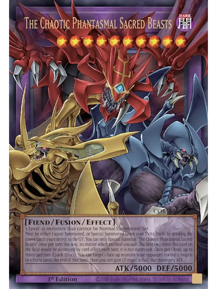 The Chaotic Phantasmal Sacred Beasts (extended art) - CORI-EN029 - Starlight Rare 1st Edition 1