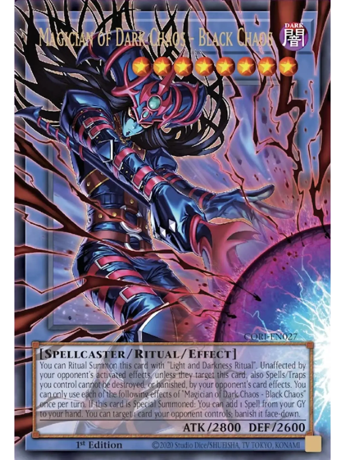Magician of Dark Chaos - Black Chaos (extended art) - CORI-EN027 - Ultra Rare 1st Edition 1