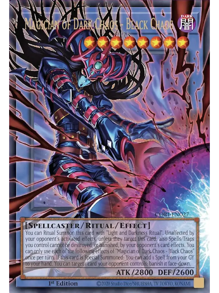 Magician of Dark Chaos - Black Chaos (extended art) - CORI-EN027 - Ultra Rare 1st Edition 1