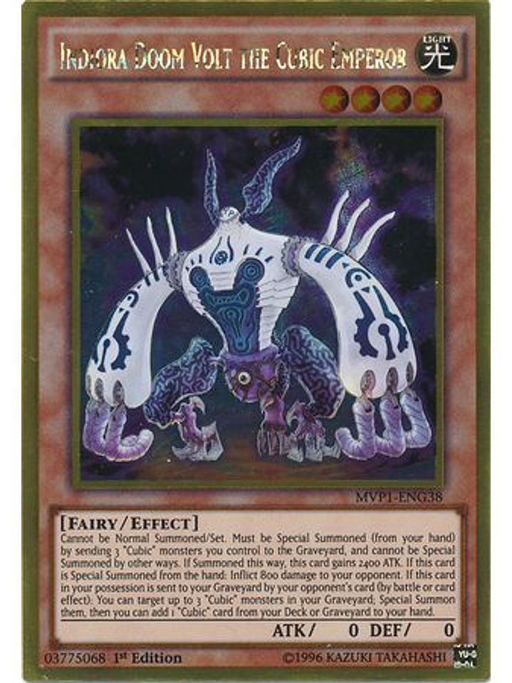 Indiora Doom Volt the Cubic Emperor - MVP1-ENG38 - Gold Rare 1st Edition 1