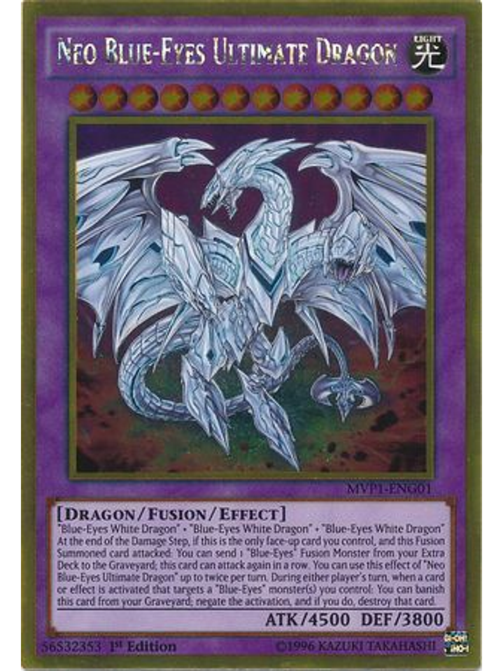 Neo Blue-Eyes Ultimate Dragon - MVP1-ENG01 - Gold Rare 1st Edition 1