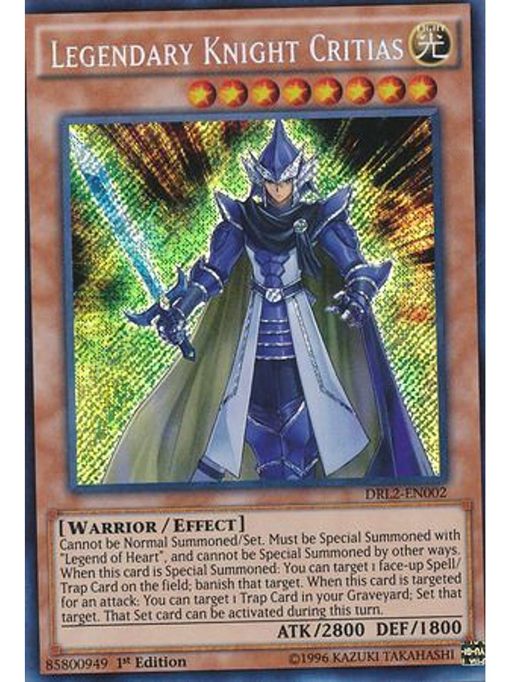 Legendary Knight Critias - DRL2-EN002 - Secret Rare 1st Edition 1
