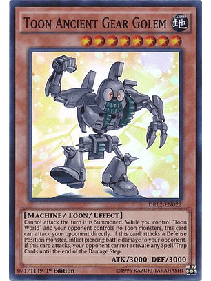 Toon Ancient Gear Golem - DRL2-EN022 - Super Rare 1st Edition