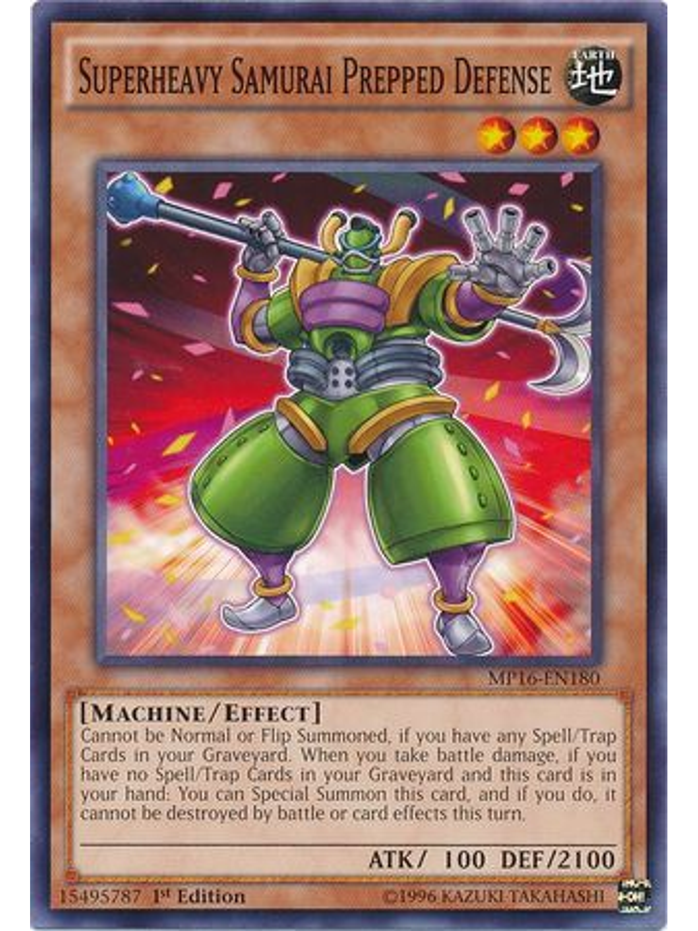 Superheavy Samurai Prepped Defense - MP16-EN180 - Common 1st Edition 1