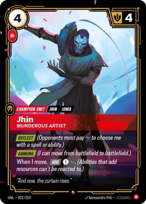 Jhin - Murderous Artist - 022/219 - Rare (Inglés Foil NM)