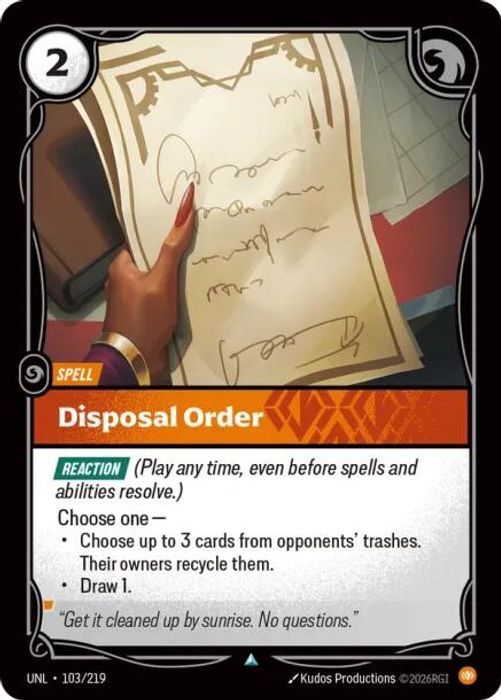 103/219 U Disposal Order
