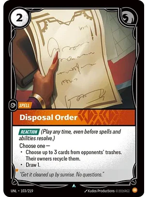 103/219 U Disposal Order