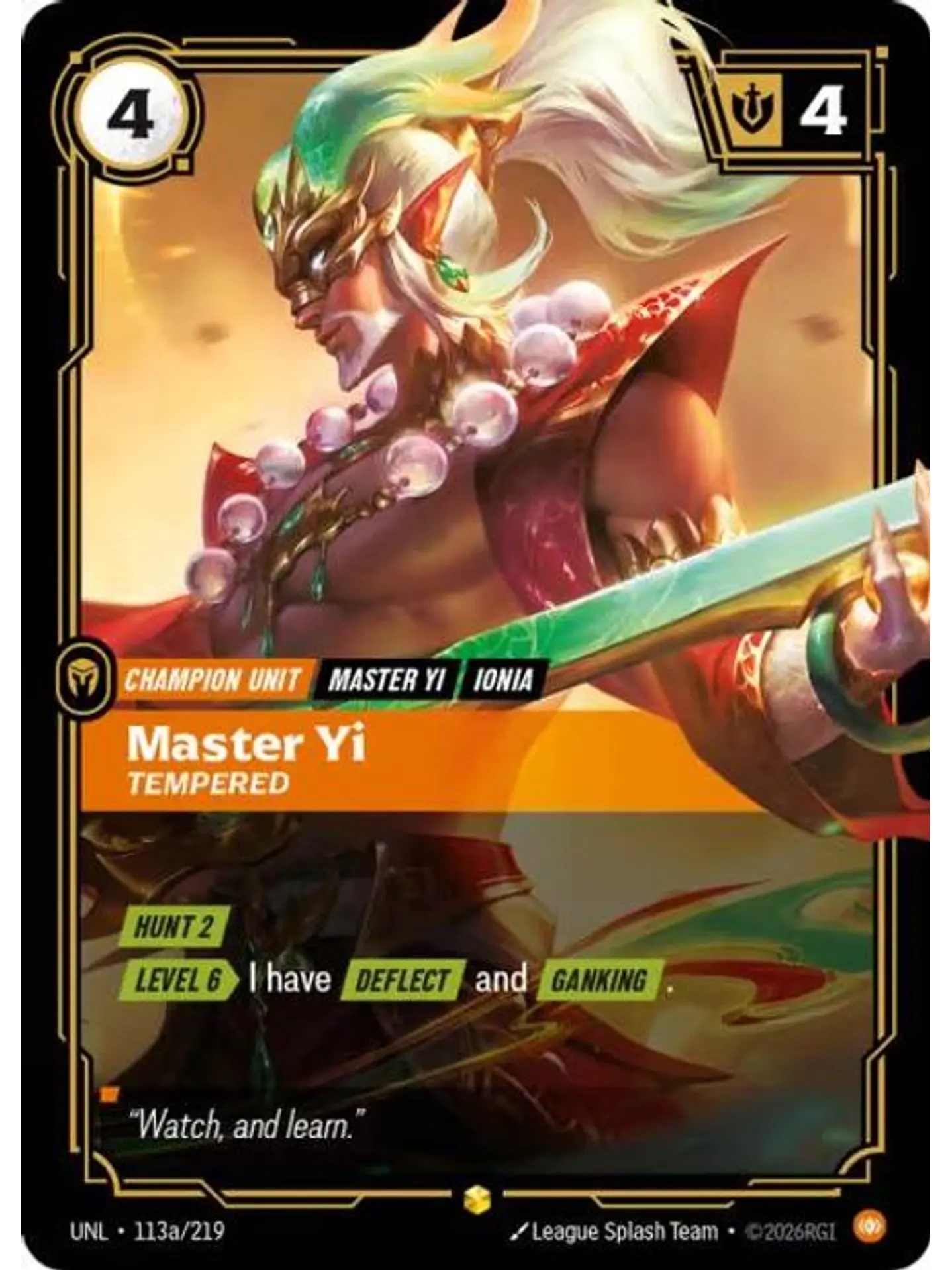 113a/219 (Alternate Art) Master Yi - Tempered 1