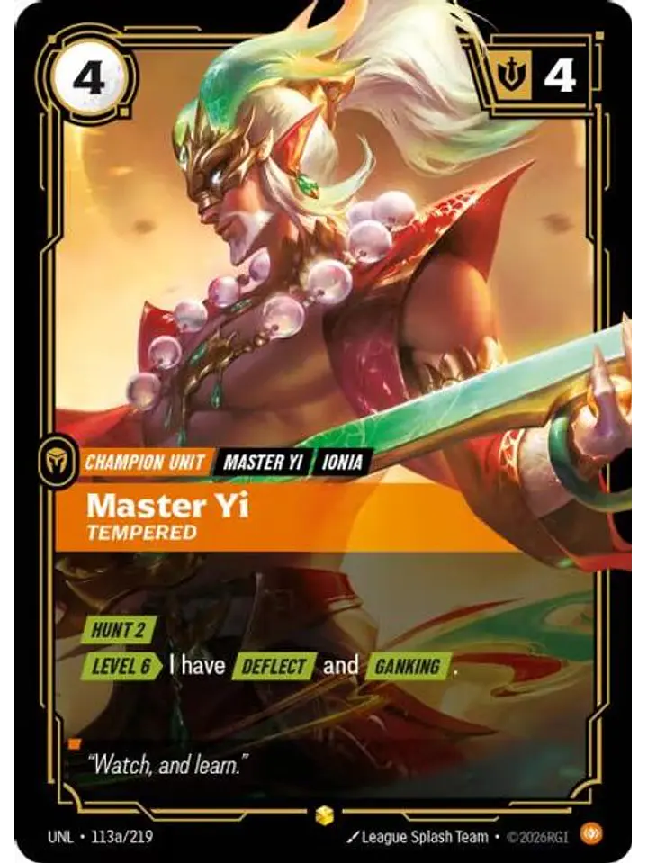 113a/219 (Alternate Art) Master Yi - Tempered 1