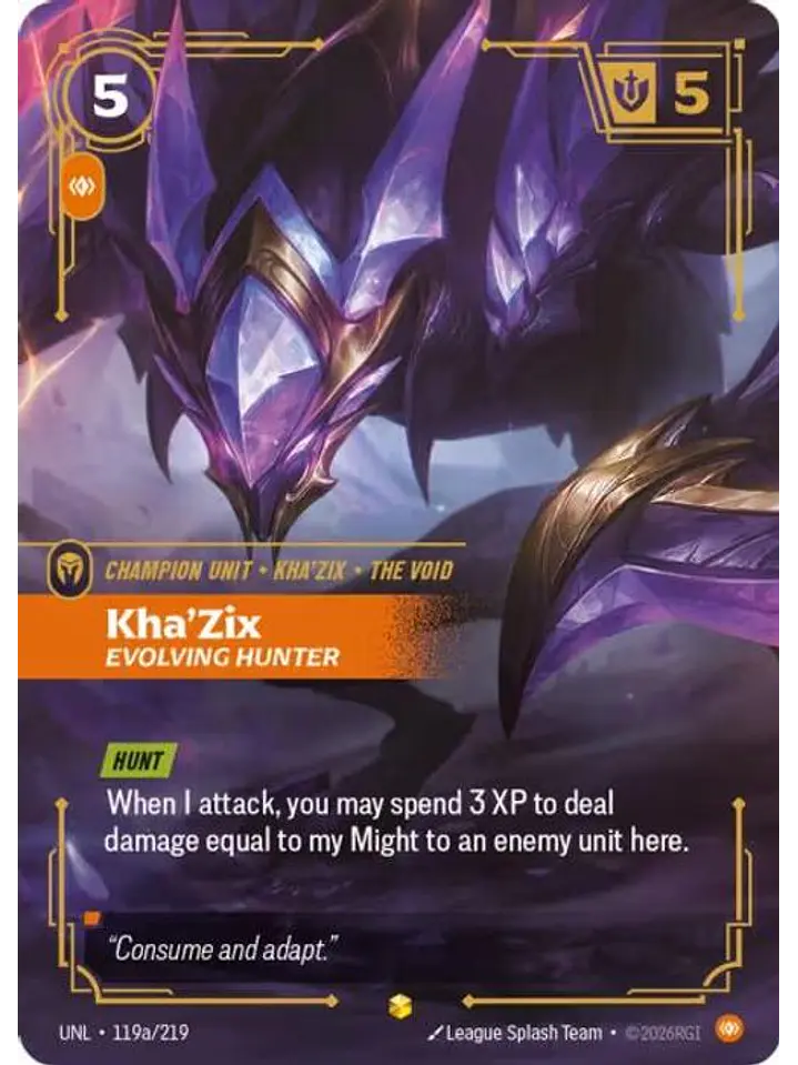 119a/219 (Alternate Art) Kha'Zix - Evolving Hunter 1
