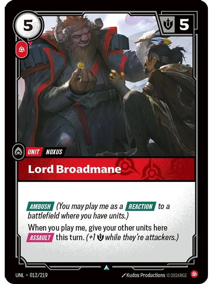 012/219 U Lord Broadmane (FOIL) 1