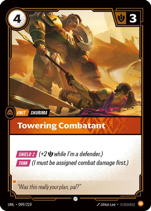 099/219 C Towering Combatant (FOIL)
