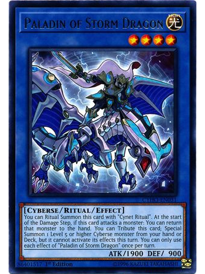 Paladin of Storm Dragon - CYHO-EN031 - Rare 1st Edition 1