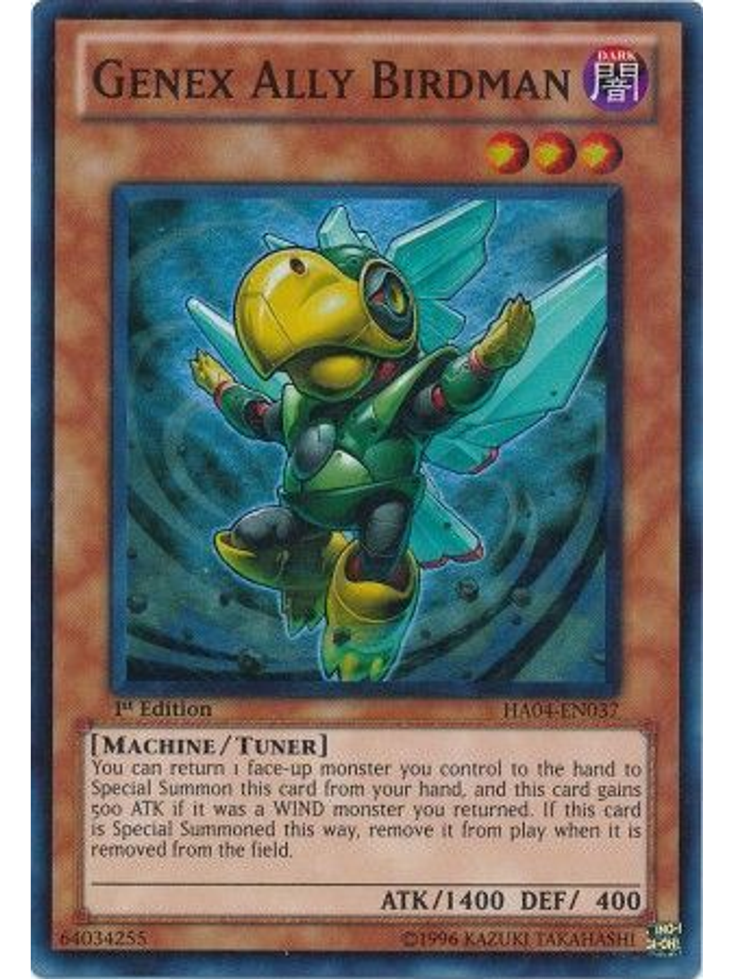 Genex Ally Birdman - HA04-EN037 - Super Rare 1st Edition 1