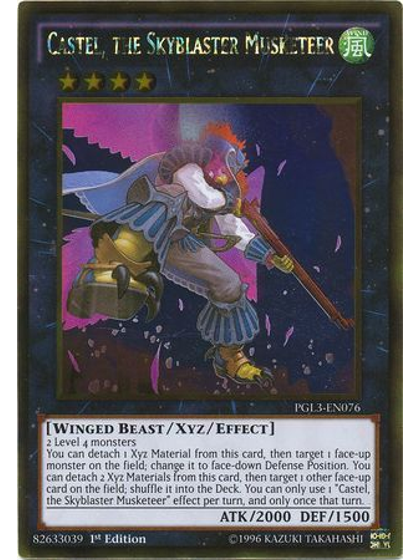 Castel, the Skyblaster Musketeer - PGL3-EN076 - Gold Rare 1st Edition 1
