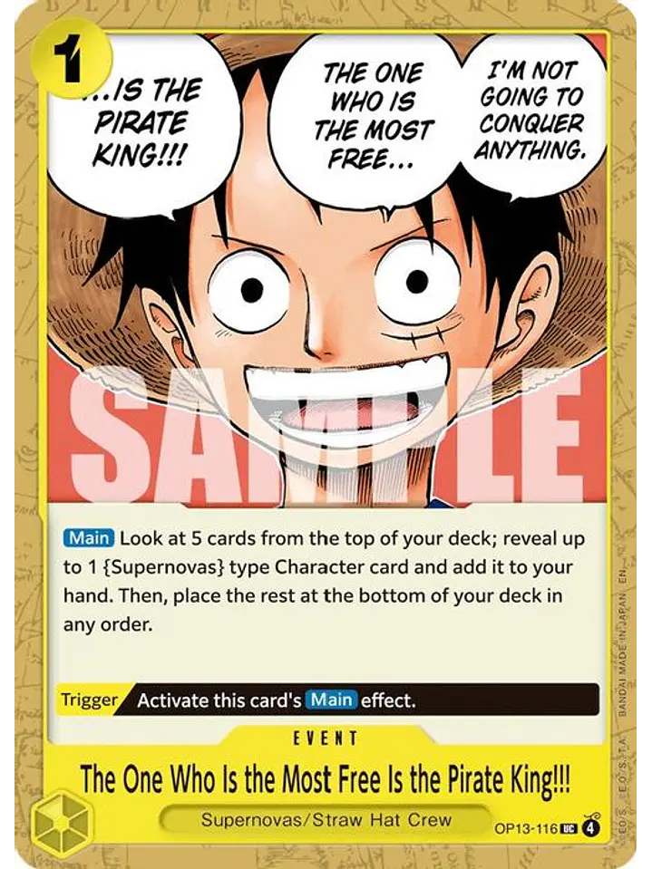 OP13-116 U The One Who Is the Most Free Is the Pirate King!!! (ST36 NO FOIL) 1