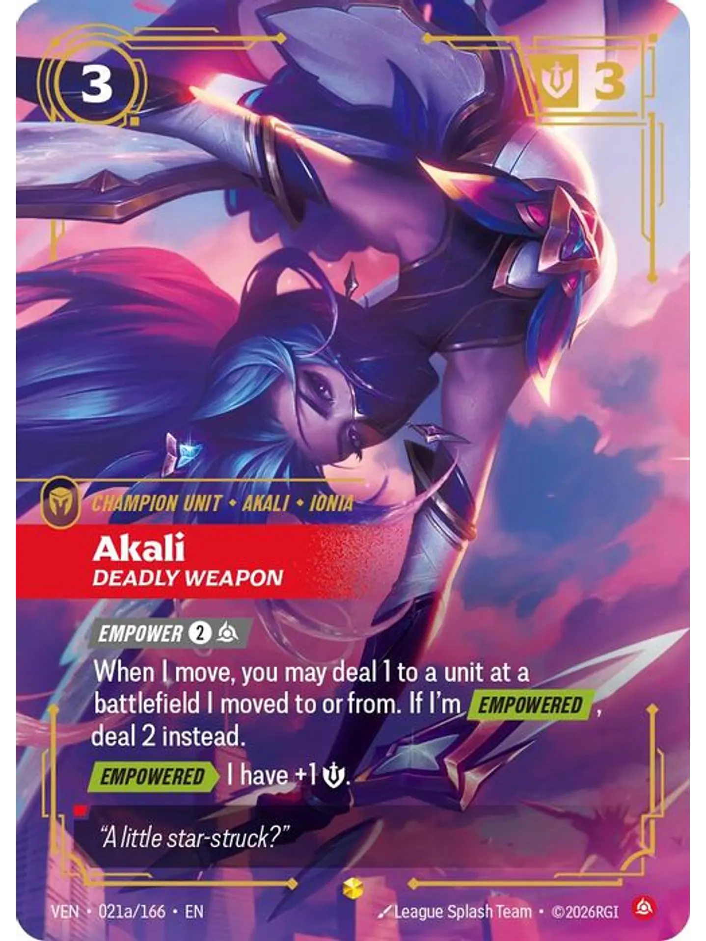 021a/166 (Alternate Art) Akali, Deadly Weapon 1