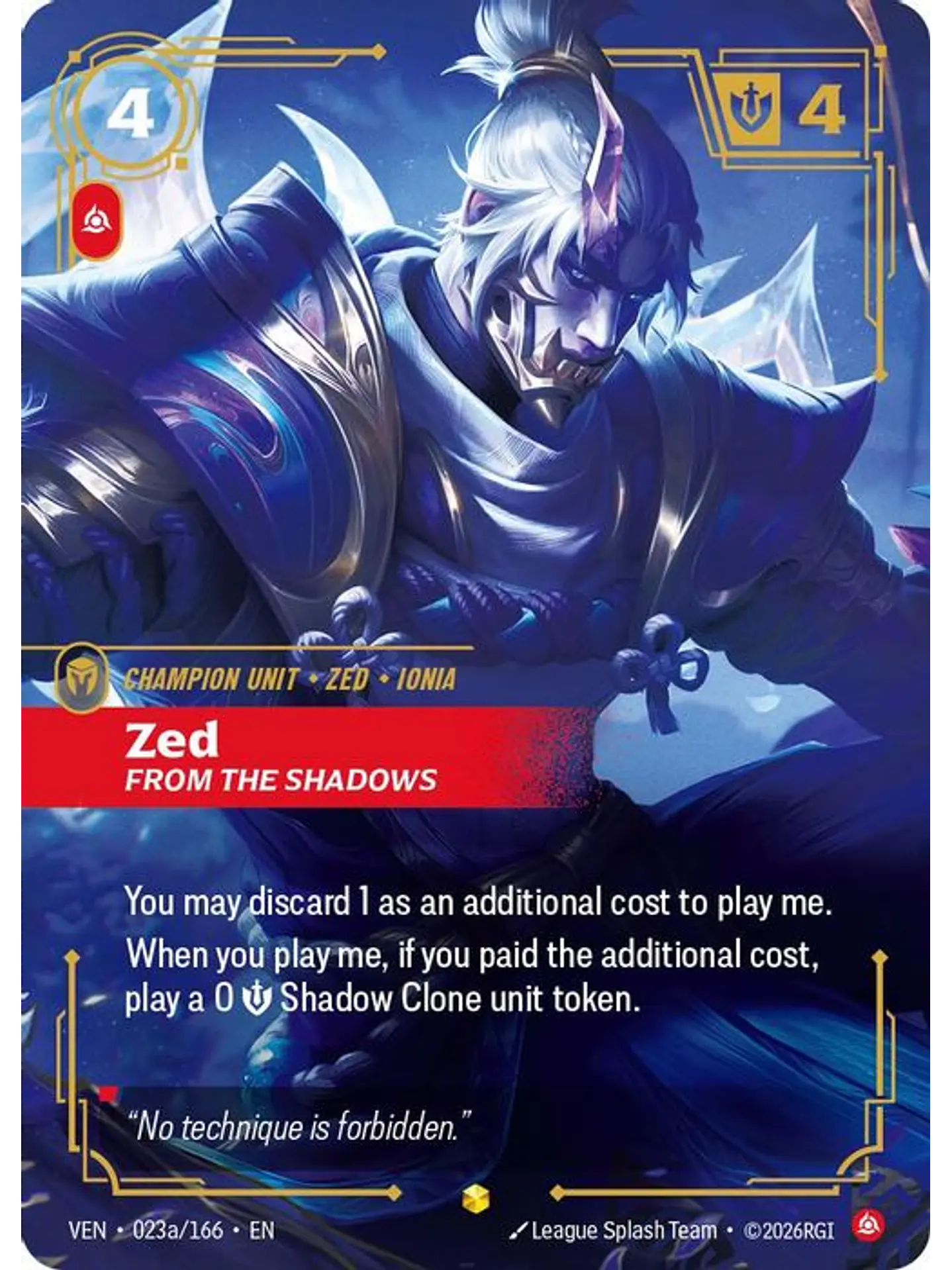023a/166 (Alternate Art) Zed, From the Shadows 1